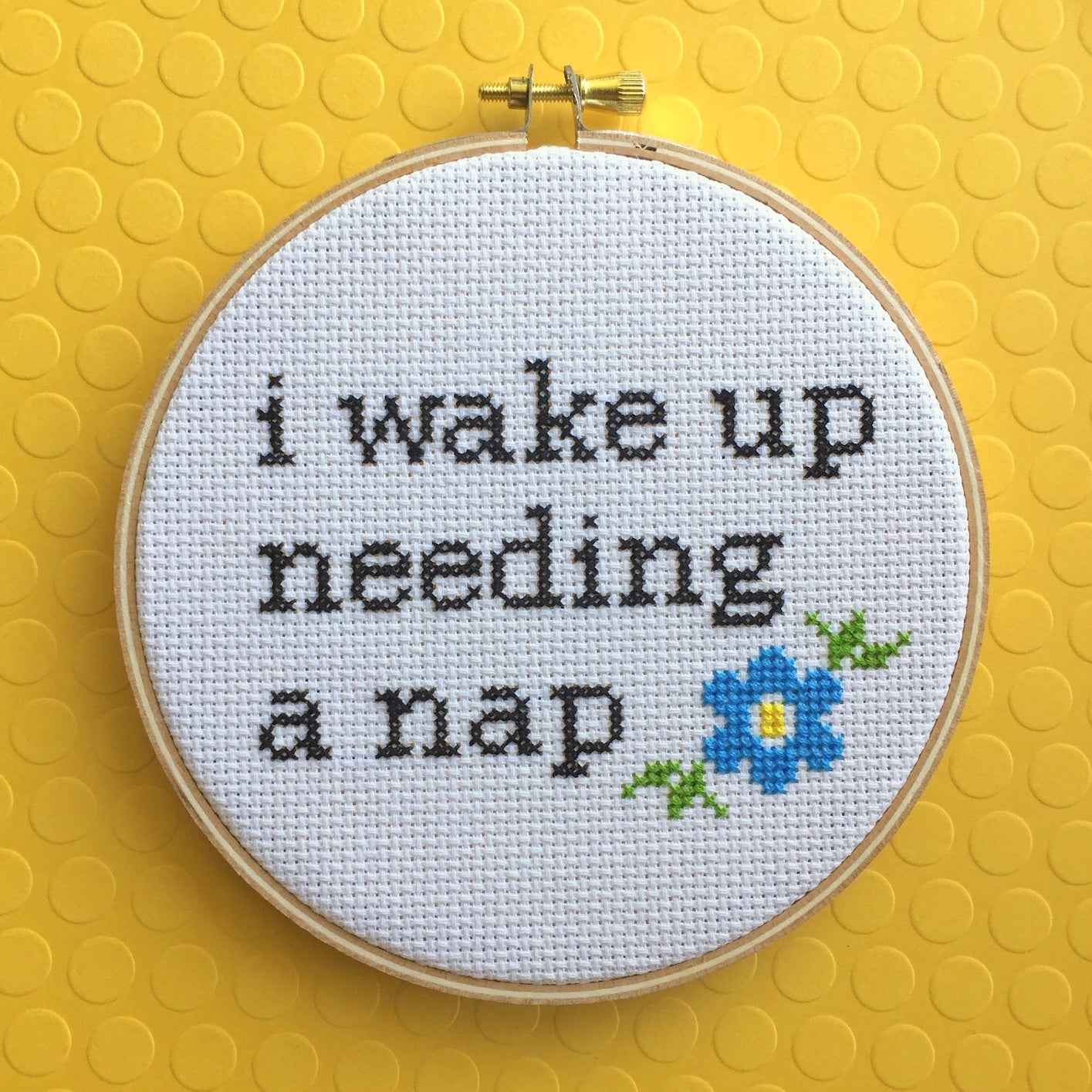 Wake Up Needing a Nap Counted Cross Stitch DIY KIT Intermediate